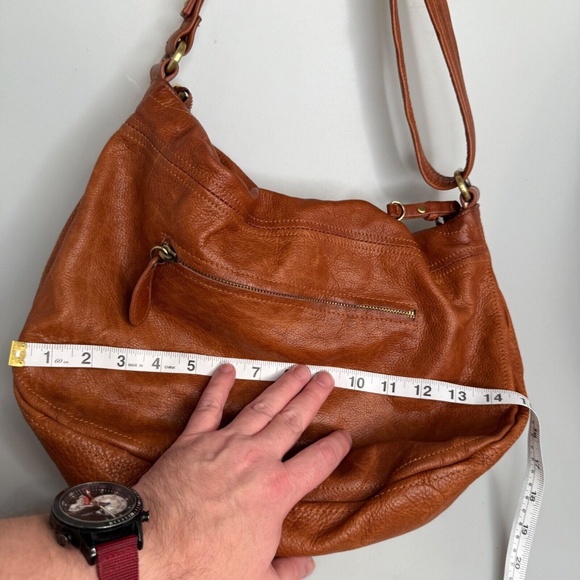 Vintage SABINA NEW YORK Tan Brown Leather Crossbody Bag Foldover Zip Top EUC - Picture 11 of 15
